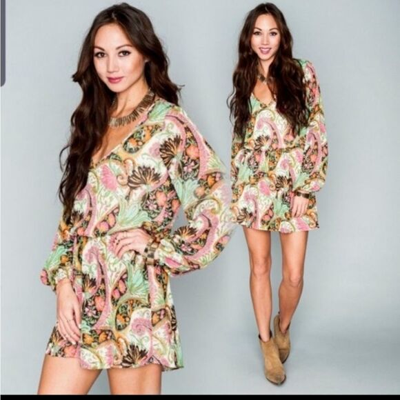 Show me your mumu rainey palace paisley mini dress - Picture 1 of 5